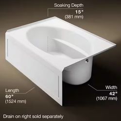 60x42 Kohler Windward Tub Right Drain