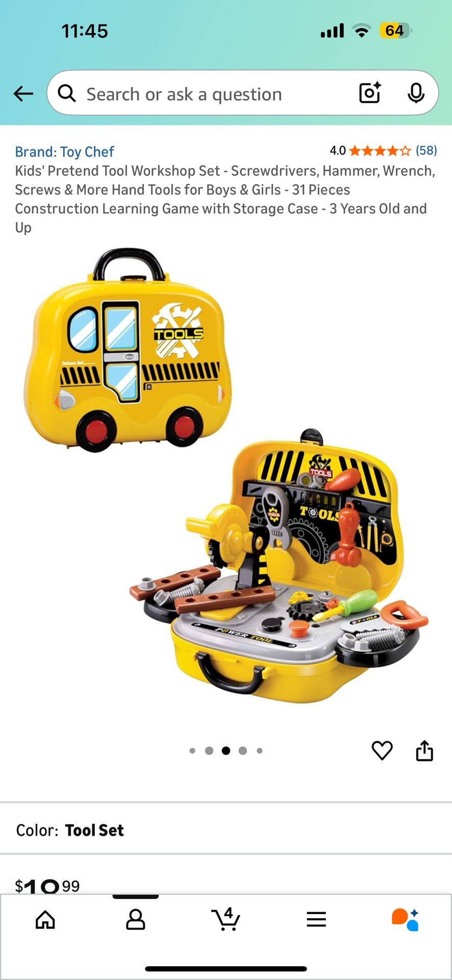 Brand New Kids' Pretend Tool Workshop Set - Screwdrivers, Hammer, Wrench, Screws & More Hand Tools for Boys & Girls - 31 Pieces Construction Learning