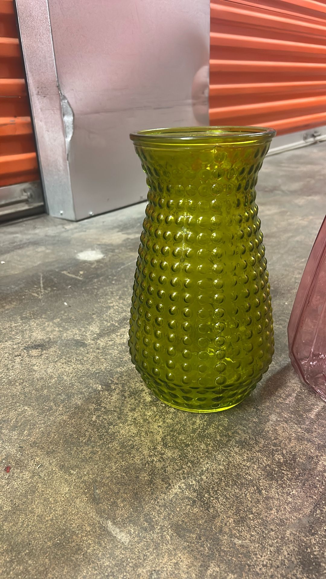 Green Glass flower Vase