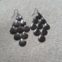 Dark Brown Metallic Cascade Earings 