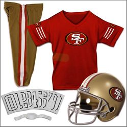 Franklin Sports San Francisco 49ers Kids NFL Uniform Set - Youth NFL Team Jersey, Helmet, Pants + Apparel Costume - Official Gear -Youth Medium