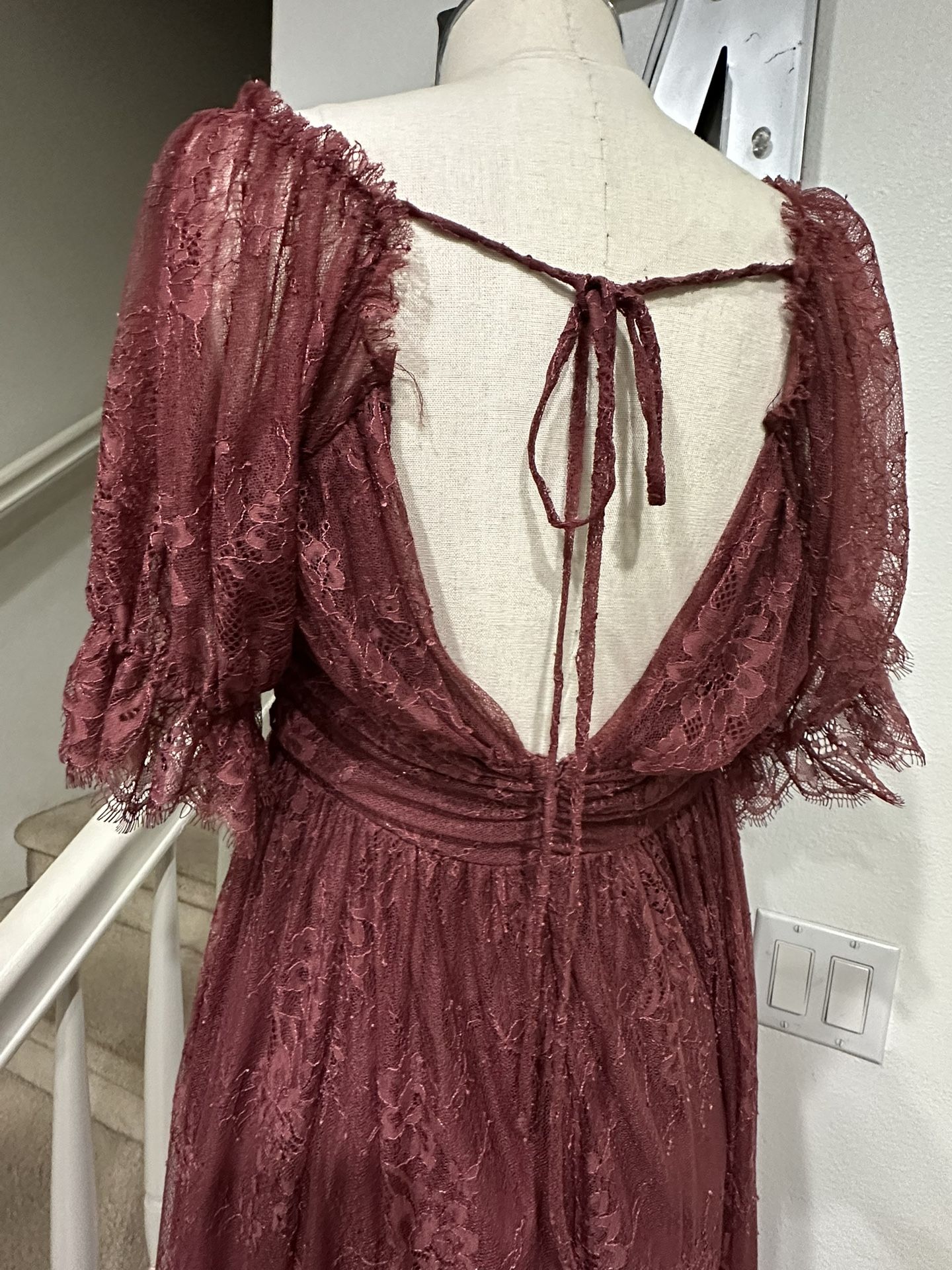 chinese dress ladies Free People Premonitions Burgundy Lace One-Shoulder Bodycon Slip Dress