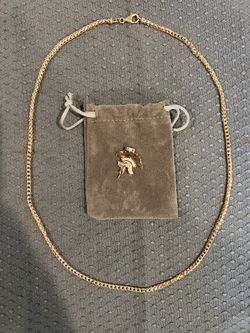 24” 18k Rose Gold Box Necklace And Spartan Pendant w/ Diamonds 