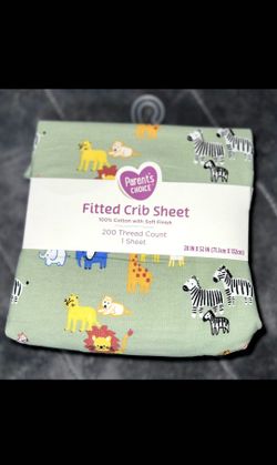 Parent's Choice 100% Cotton Infant Fitted Crib Sheet Jungle Family