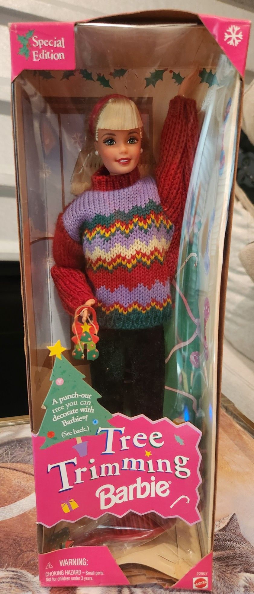 1998 Christmas Tree Trimming Barbie Doll - Holiday Special Edition
