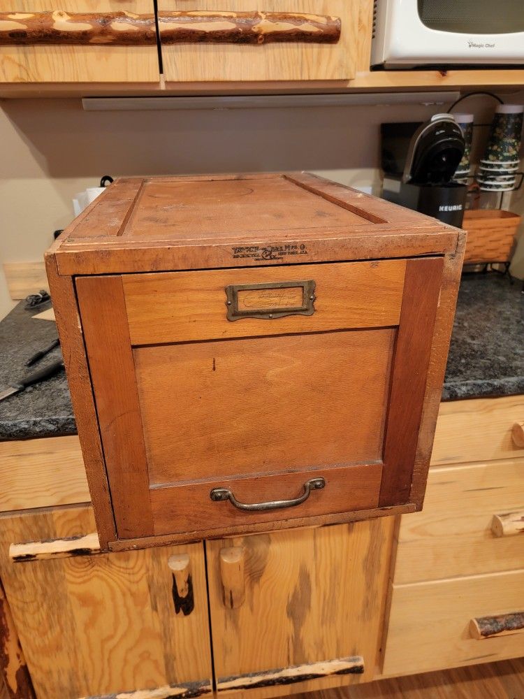 Antique Wood File Cabinet Drawer Yawman & Erbe
