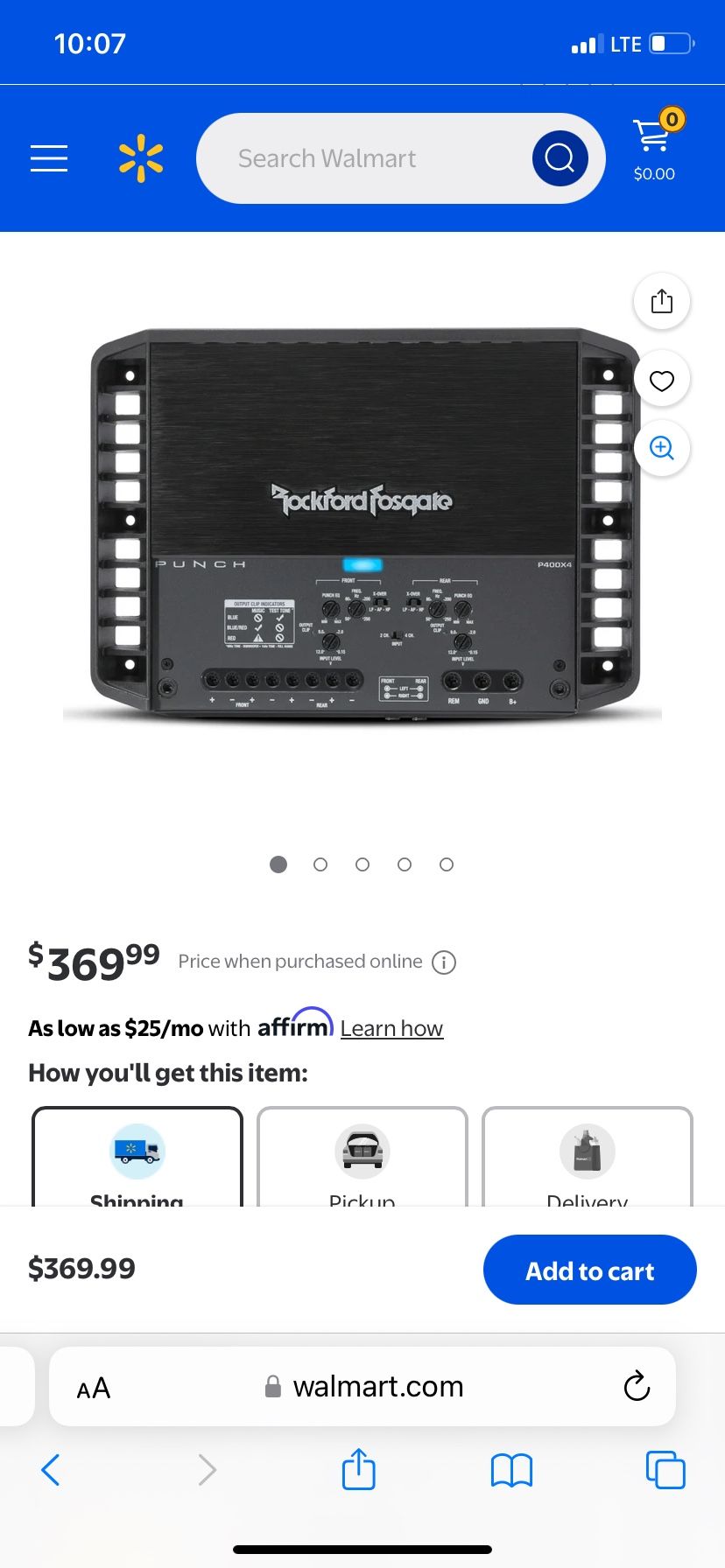 Rockford Fosgate Punch 4 Channel Am, 800watt 400 Rms.$275