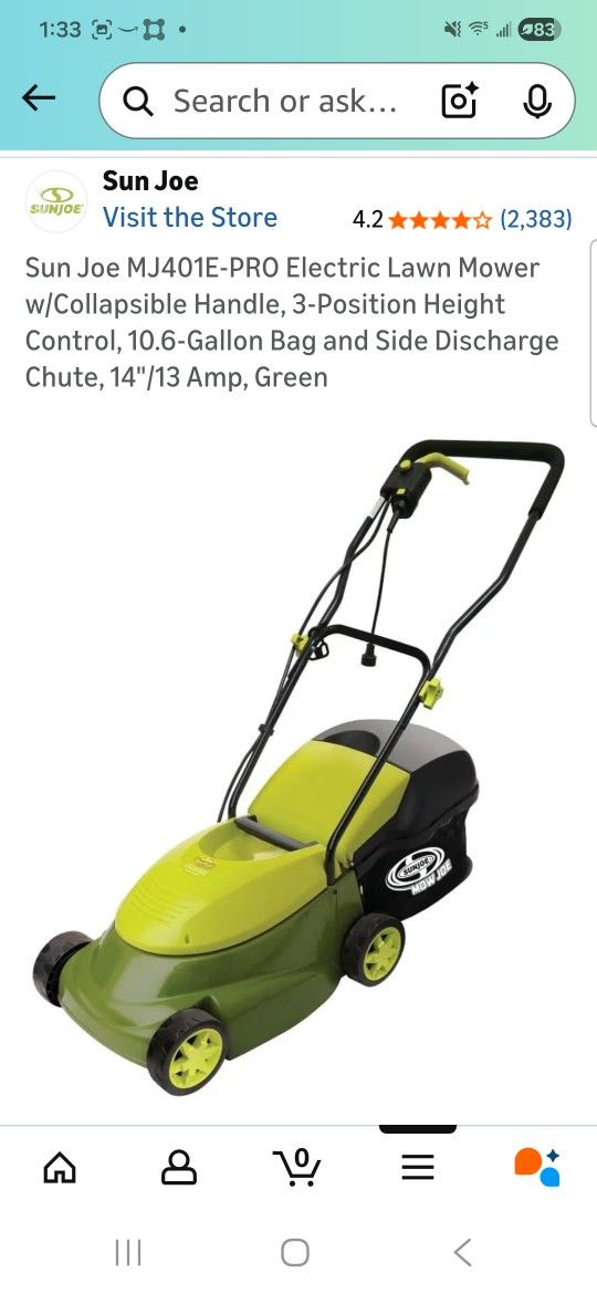Sun Joe MJ401E-PRO Electric Lawn Mower w/Collapsible Handle
