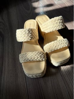 Woven tan wedge; size 8 women