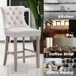 New Velvet Bar Stool (Beige)