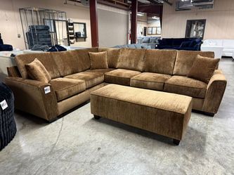 Chenille Sectional and ottoman