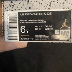 AIR JORDAN 4 RETRO Size 6 