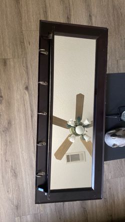 Dark Wood Mirror with Side Hooks