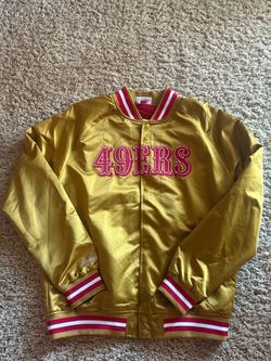 Mitchell & Ness NFL San Francisco 49ers Gold Satin Throwbacks Jacket Men's L