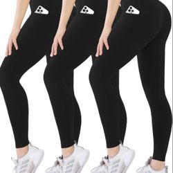 New High Waisted Leggings Black 3 Pack 