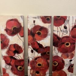 Red Flowers Canvas Wall Art