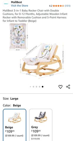MallBest 3-in-1 Baby Rocker Chair with Double Cushions,