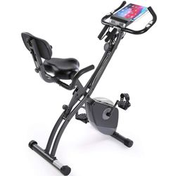 Folding Exercise Bike Magnetic Upright Bike with Pulse Sensor LCD Monitor Indoor Cycling Stationary Exercise Bike Perfect for Home Use