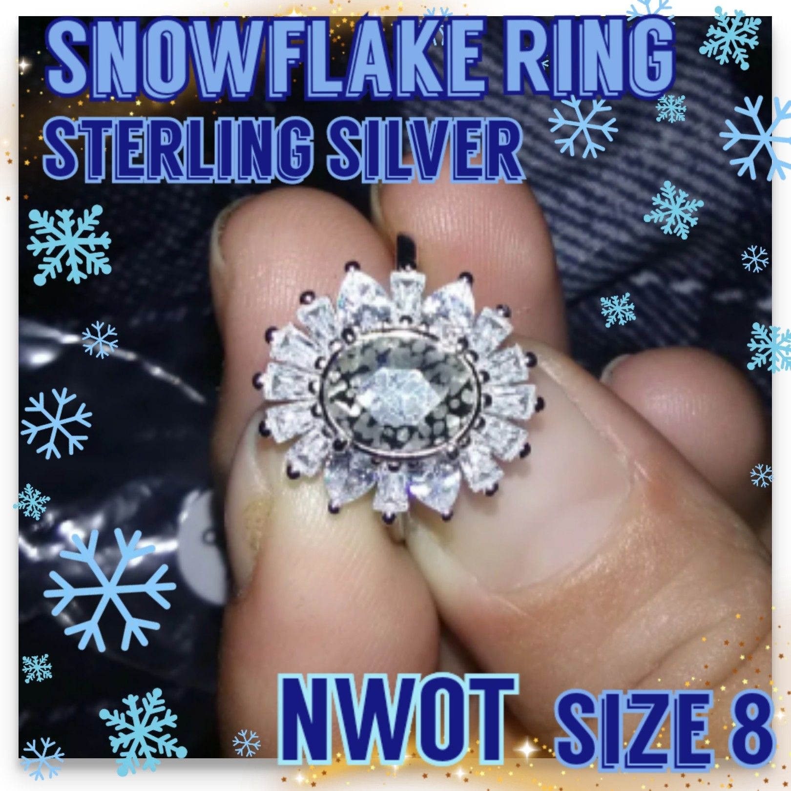 Sterling Silver Snowflake Ring, Sz 8 NWT