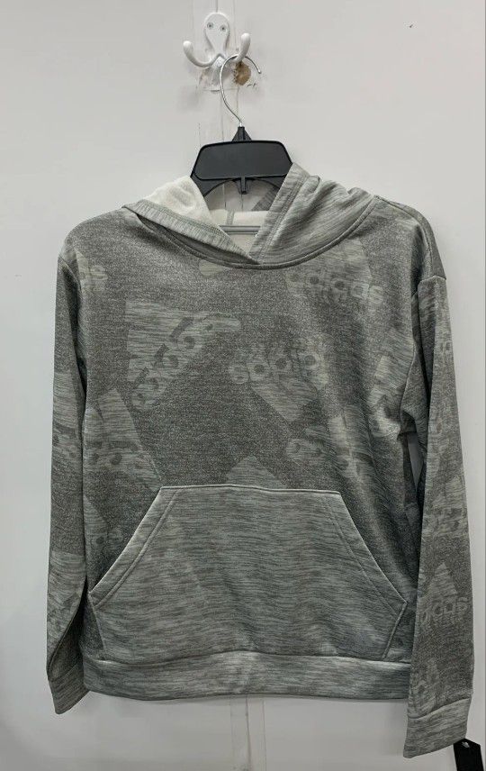 NWT Adidas Logo Boy's Gray Hoodie Sweater Size 14/16