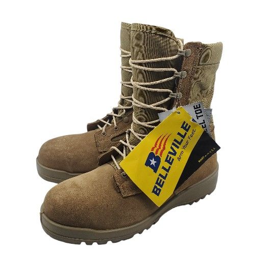New BELEVILLE Mens 11.5 R '551 ST' Tan Brown Leather Military Desert Jungle Boot
