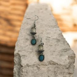 Dangle Howlite Genuine Pearl Drop Earrings 925 Silver Plated Hooks Handmade