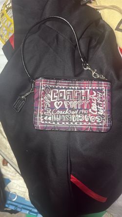 Coach Poppy Plaid Wristlet