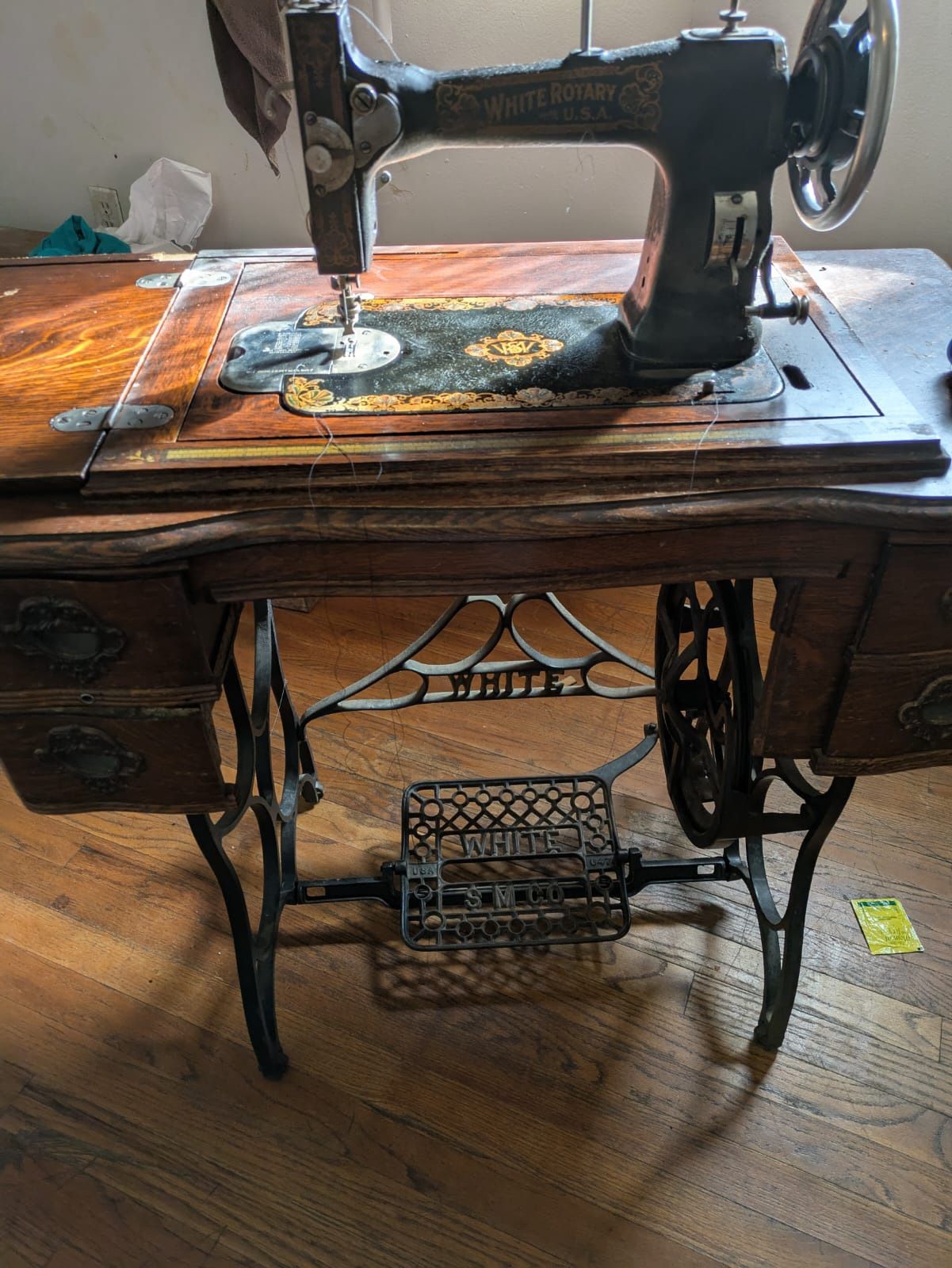 Antique White Rotary Sewing Machine