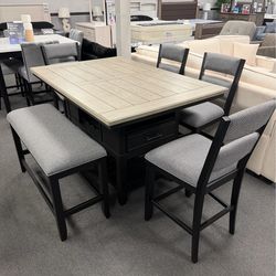 6PC Gray Dining Table Set