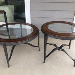 Wood & Iorn Glass Top Coffee Tables 