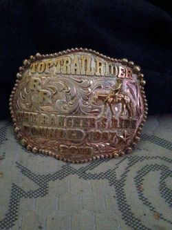 Max lang sterling silver ranch ers rider belt buckle