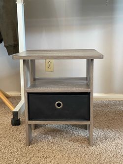French Oak Grey Bedside Table