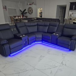Brand New 🆕 Power Recliner Sofa Set LED Lights + Speakers + USB 🔥 