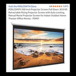 📦 NEW ✨️ 100 Inch Projector Screen Pull Down, 16:9 HD Retractable Rising Projector Screen with Auto-Locking, Manual Movie Projector Screen