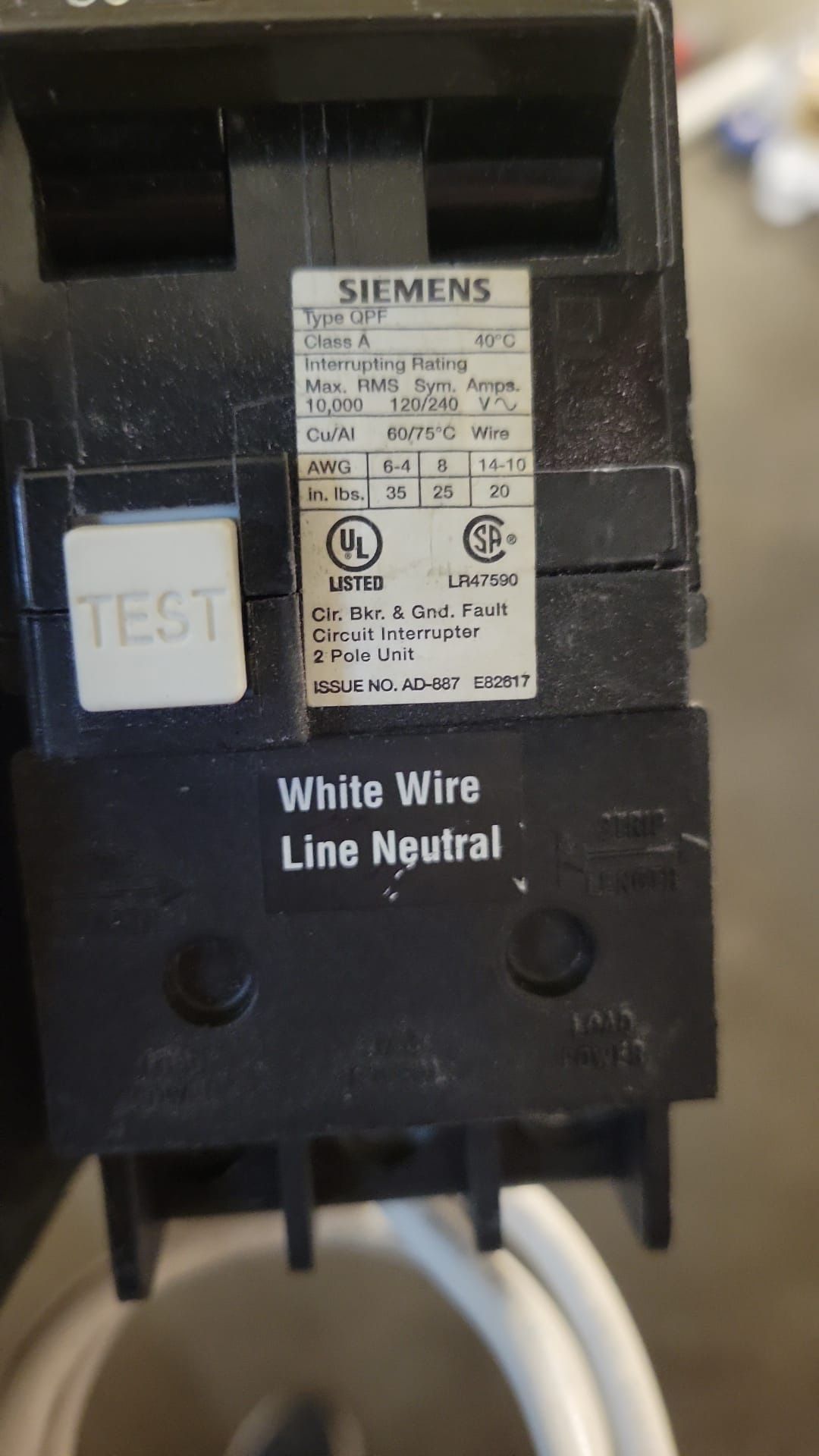 Siemens 50 AMP GFCI Breaker