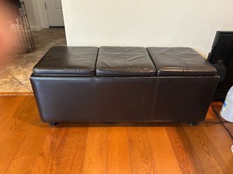 Dark brown ottoman with Storage and trays