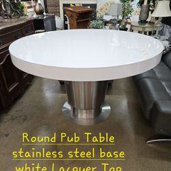 Table Round Acrylic White Silver baseWe are located at 2811 East Bell road. Another Time Around Furniture.