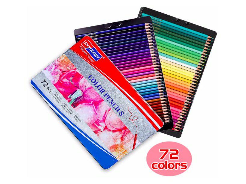 Colored Pencils Art Supplies Set with Bright Colour Advanced Soft core Color Pencils Use (Tin Box Packaging), 72 Colors