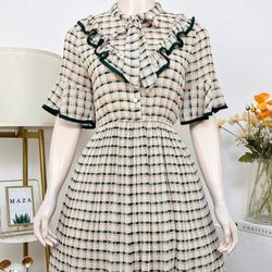 Vintage-Inspired Checkered Midi Dress