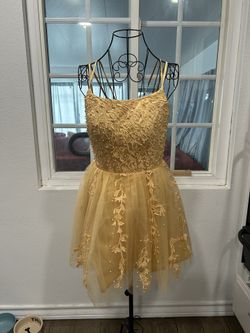Gold Beautiful Dress With Pearls