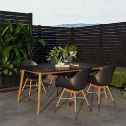 BRAND NEW 5 Piece Black Patio Rectangular Dining Set - Outdoor Table And Chair Furniture