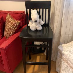 Black wooden high top pub chair 