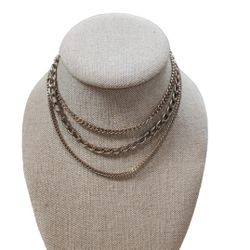 Gold Toned Multi-Strand Link Necklace