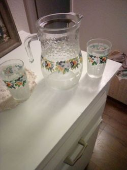 Vintage pitcher with glases