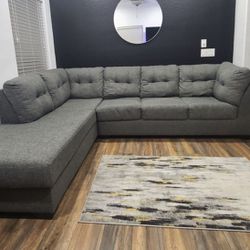 Gray Arrowmask 115” by 90” 2pc Modern Sectional Sofa with LAF Chaise by Living Spaces
