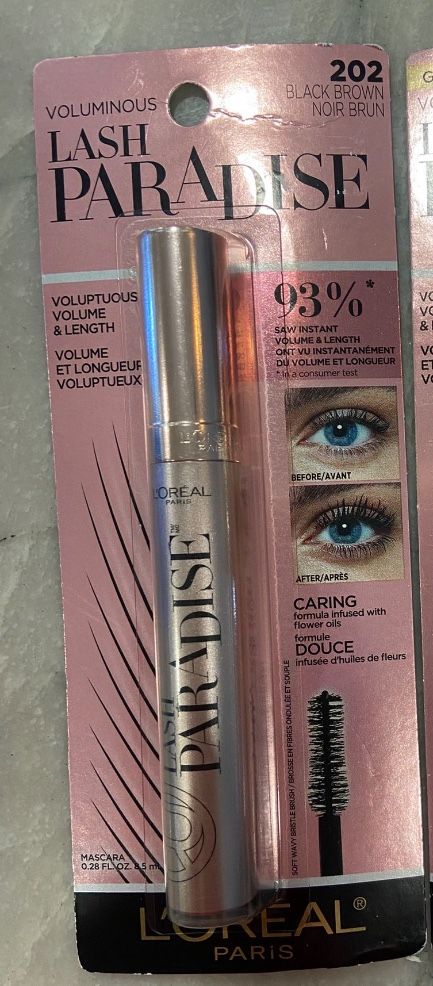 L'Oreal Paris Voluminous Makeup Lash Paradise Volume Mascara, Black Brown (202) 0.28 fl oz. New/unopened.