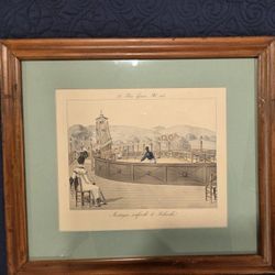 Antique Frame  On French Etching Print Le Bon Genre