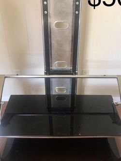 Silver & Black Entertainment Center w/ Flatscreen TV Mount