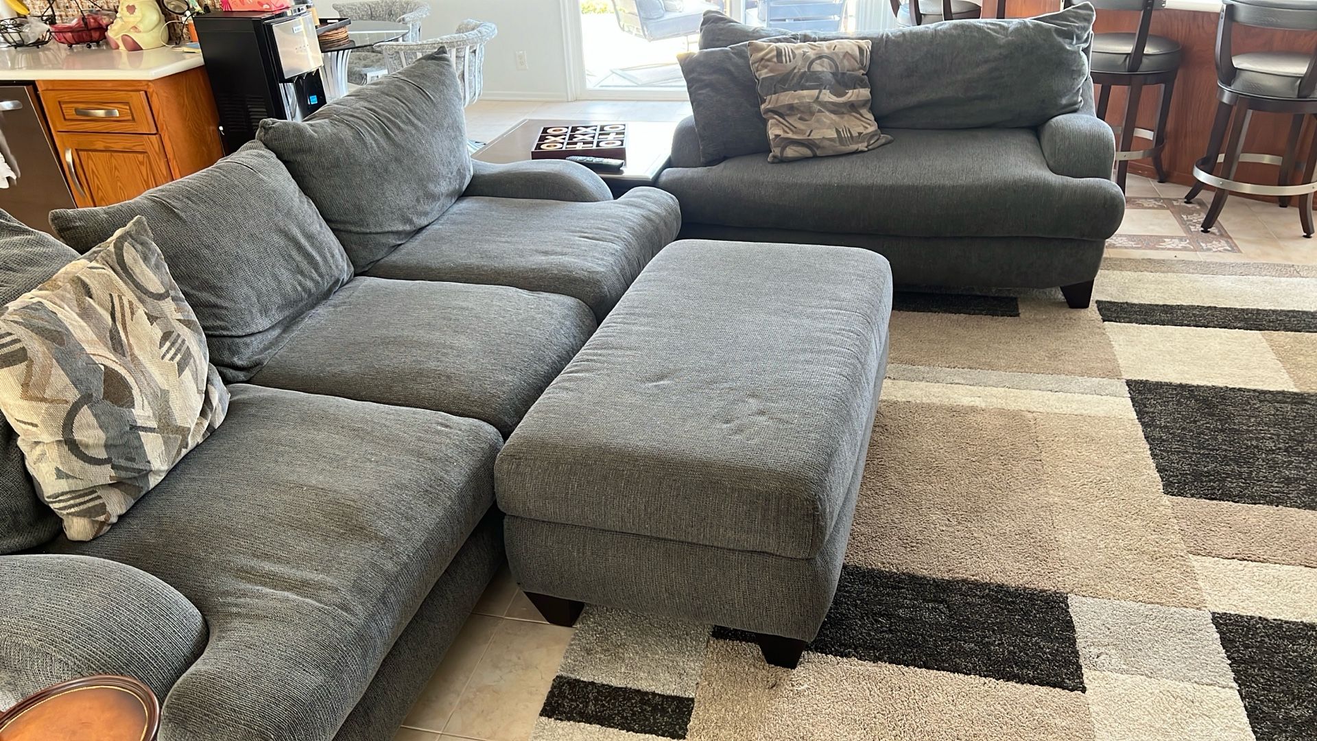 Custom Sofa, Love Seat And Ottoman