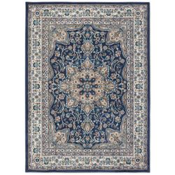 NEW Turkish Navy Blue Rectangular Heavy-Duty Medallion Area Rug 8 x 10 ft